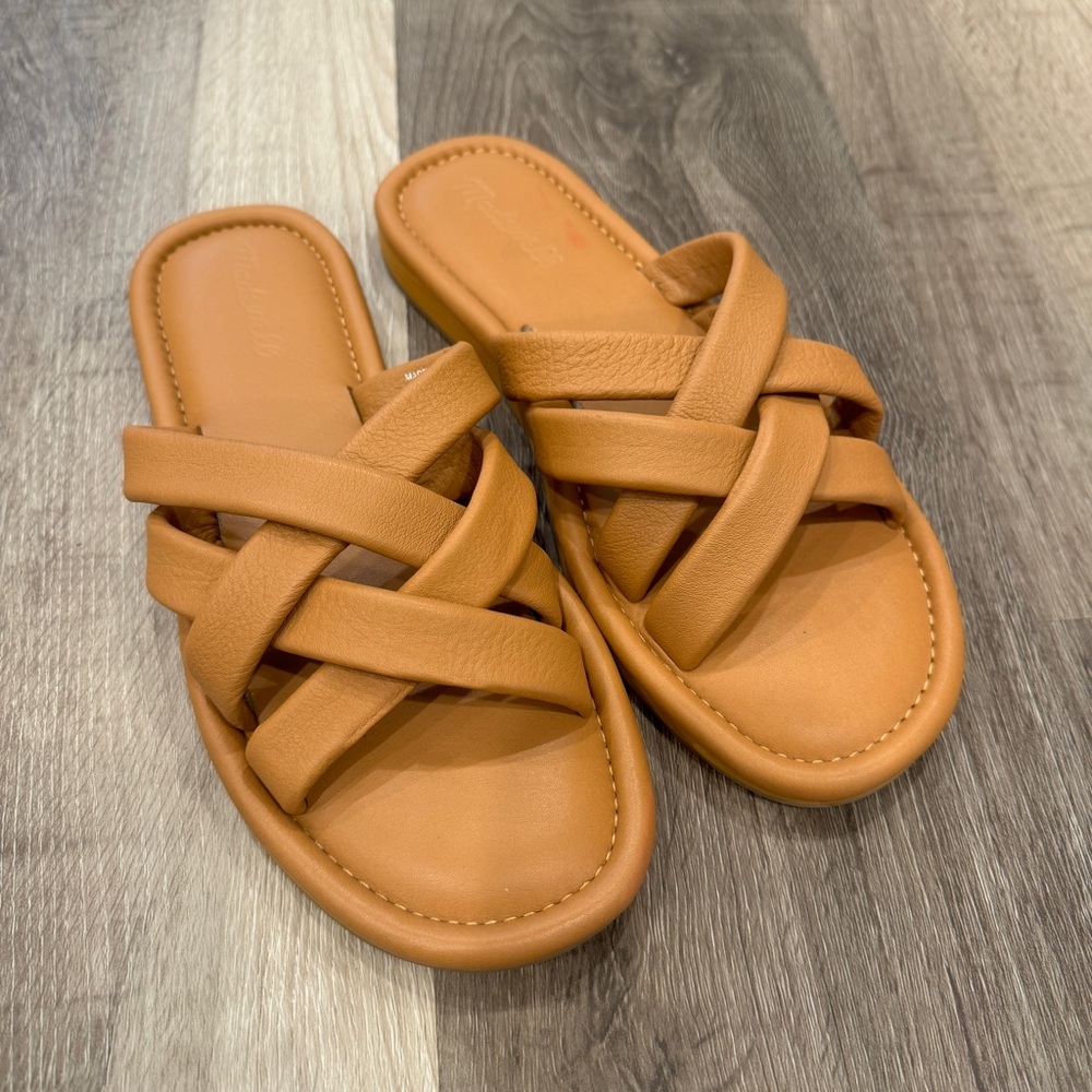 Madewell Francine Puffy Women Slides Womens 10 Sandals Tan Crisscross